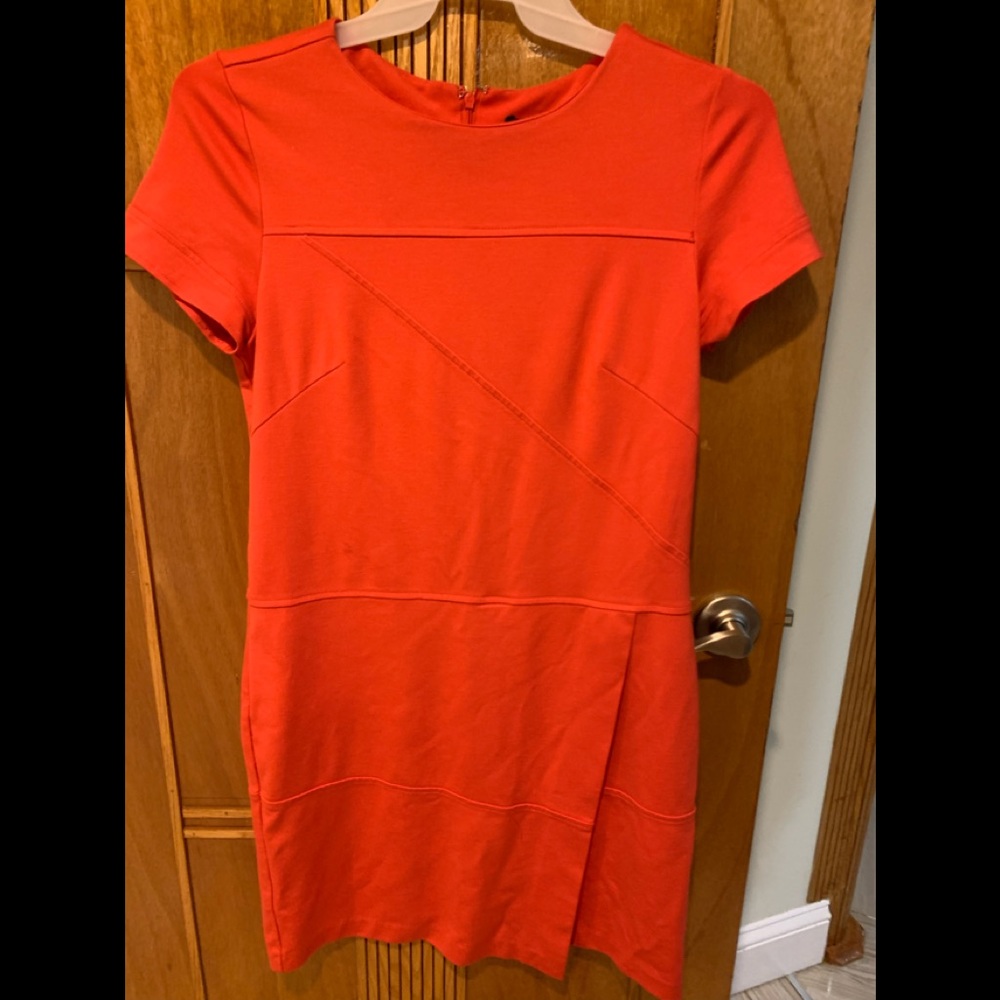 Woman Size 6 Casual Office Dress with side Slit in Orange